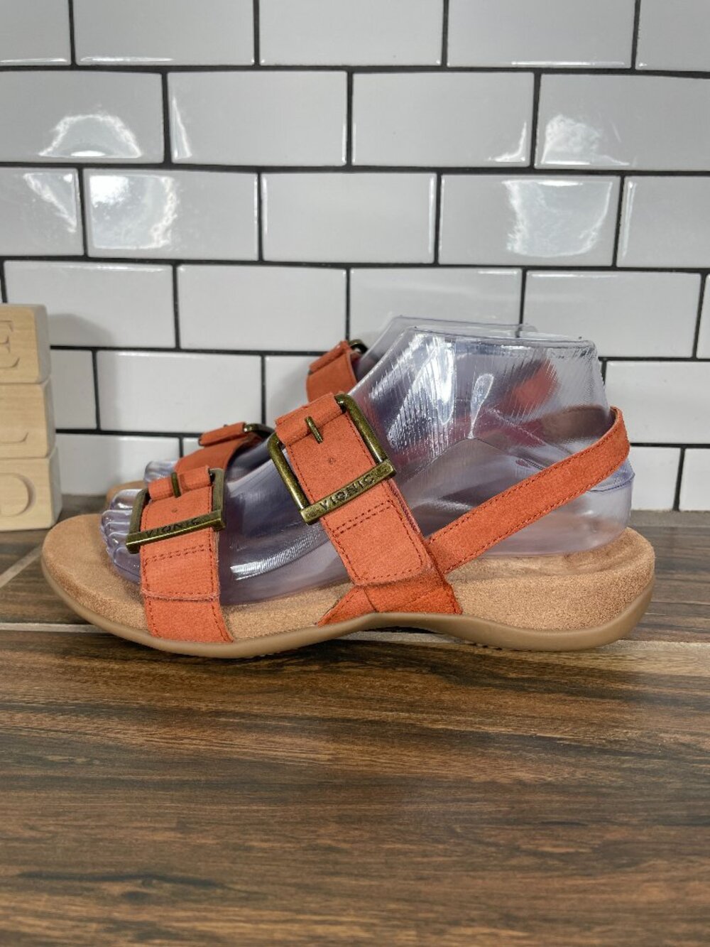 Vionic Reese Shoes Womens Size 7 Apricot Brandy Leather Strappy Slingback Sandal